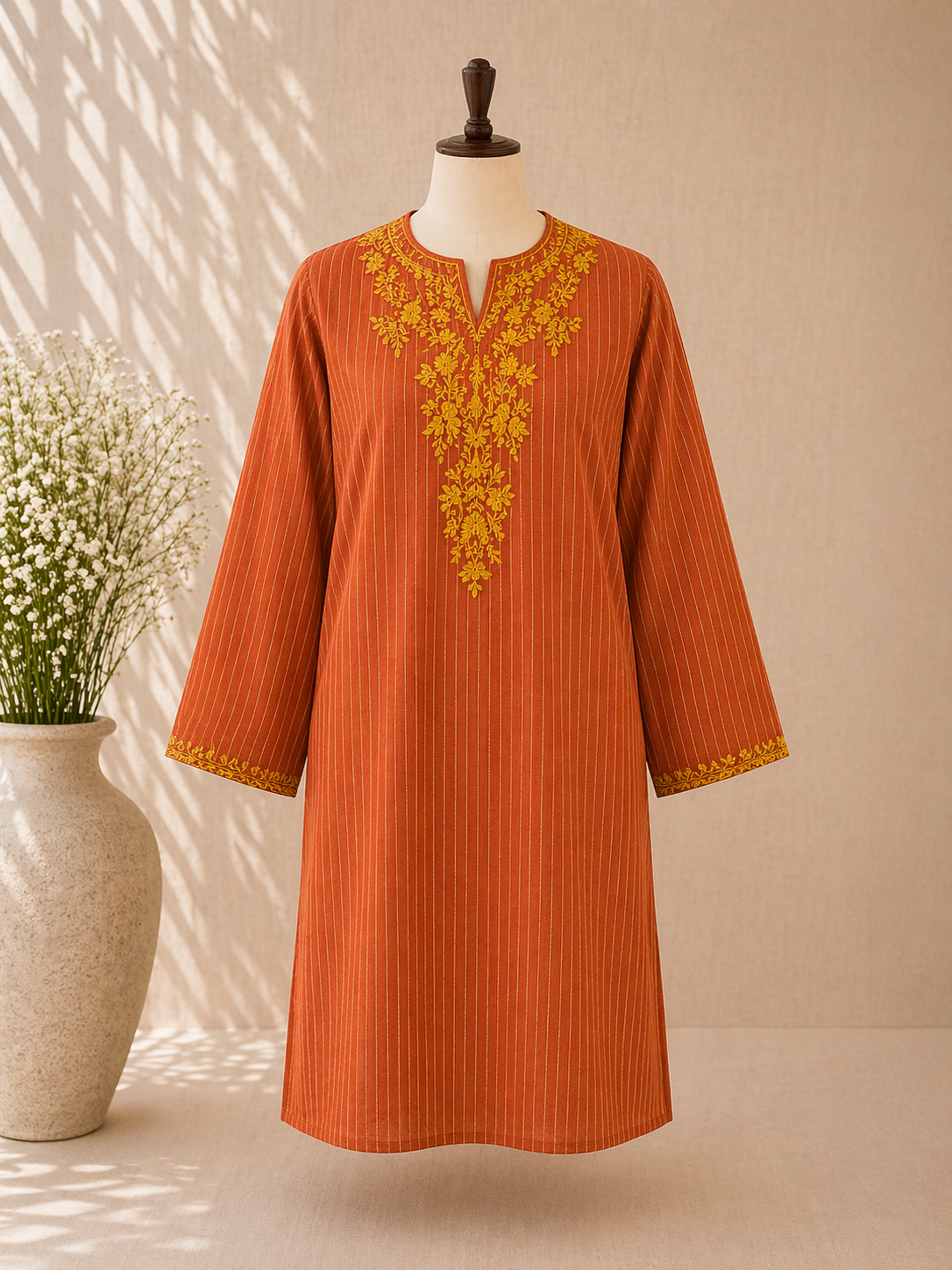 Rust Noor Embroidered Kurta