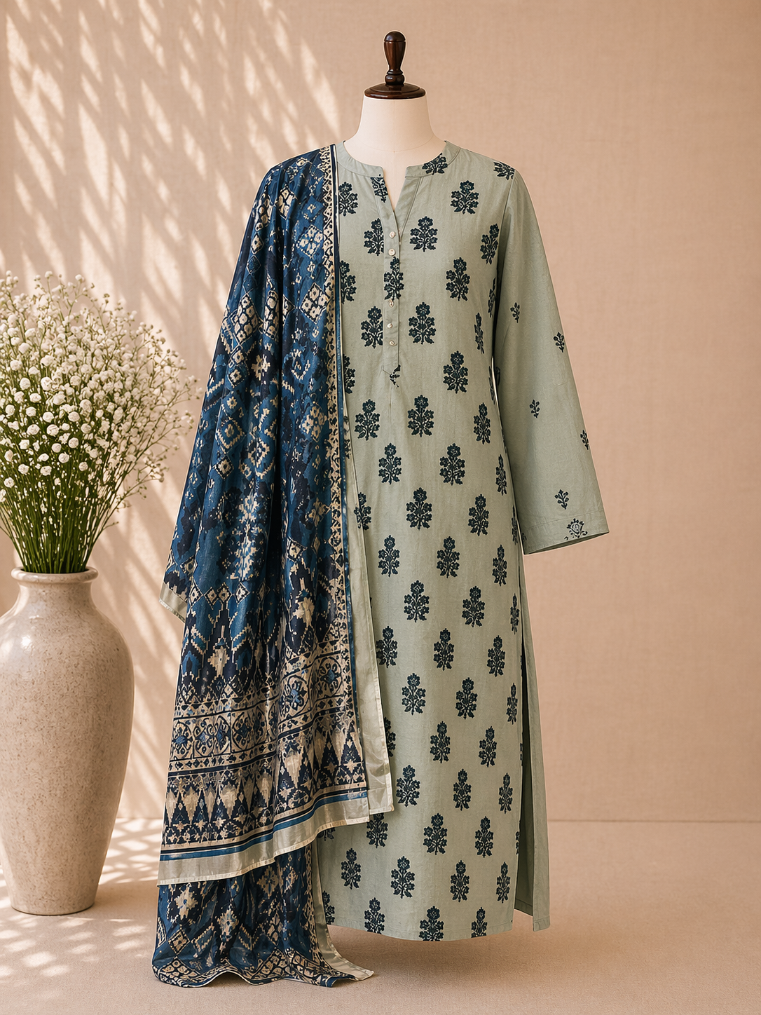 Sage Noor Printed Suit Set