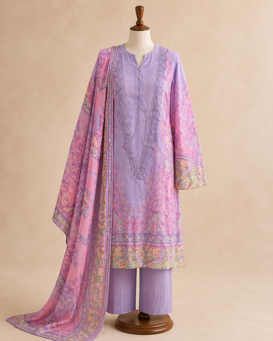Lavender Mehr Printed Suit Set