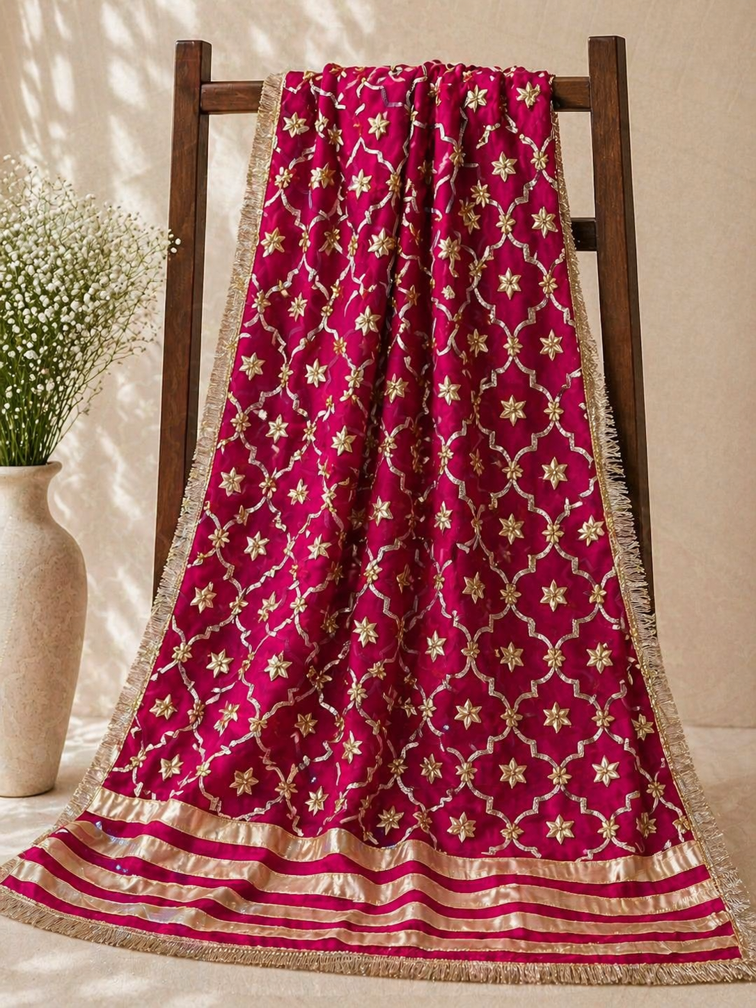 Fuchsia Zareen Embroidered Dupatta