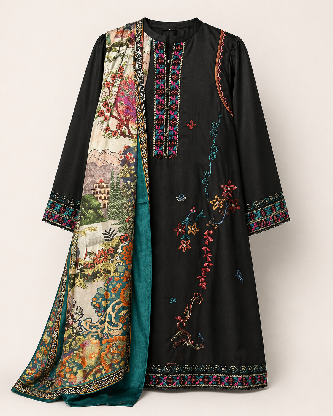 Midnight Gul Embroidered Suit Set