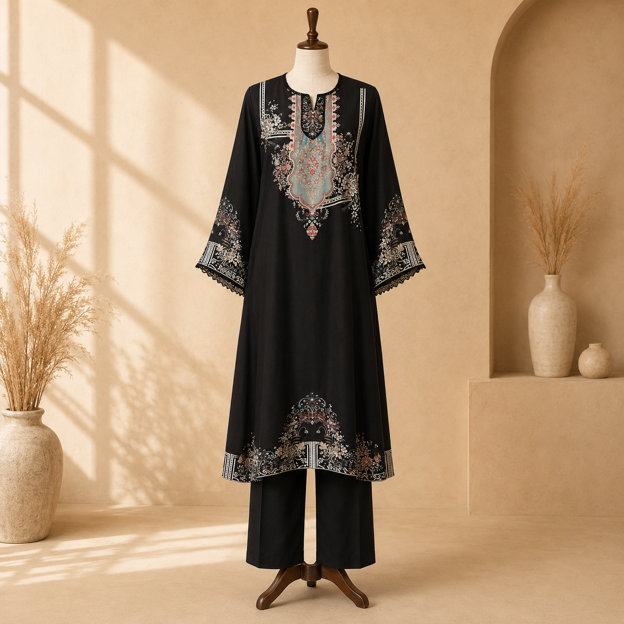 Noir Mosaic Printed 2-Piece Suit Set