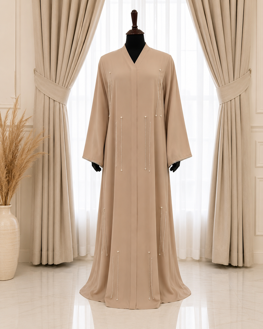 Sand Pearl Embellished Abaya