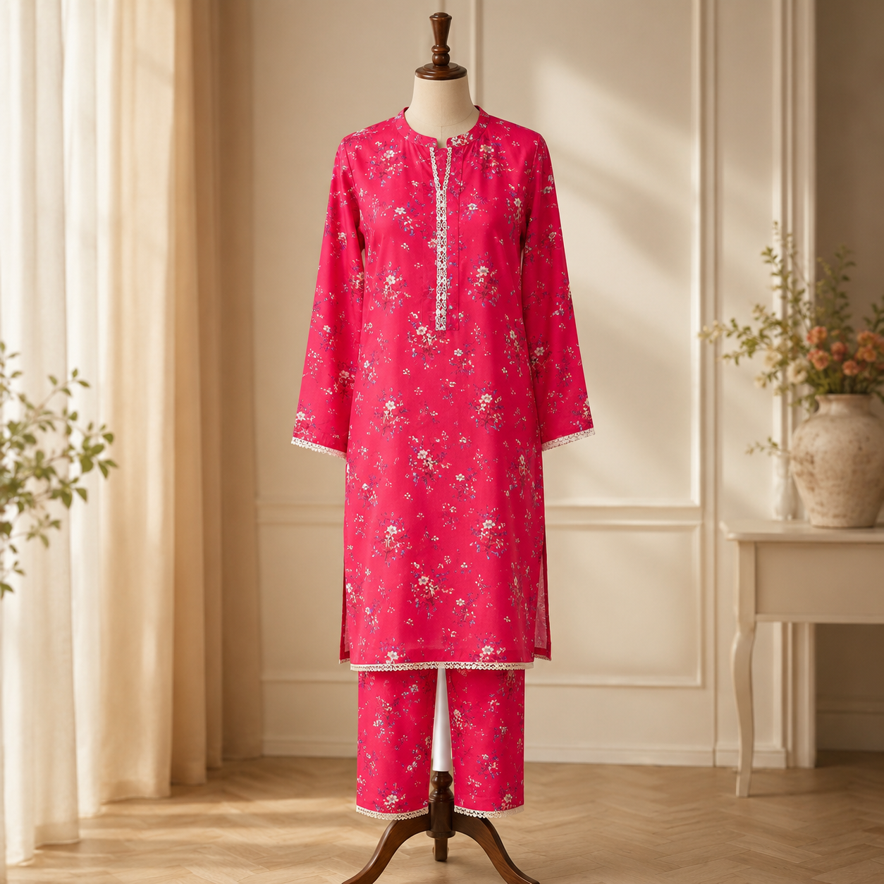 Fuchsia Meadow Printed 2-Piece Suit Set