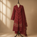 Maroon Mehr Embroidered Suit Set
