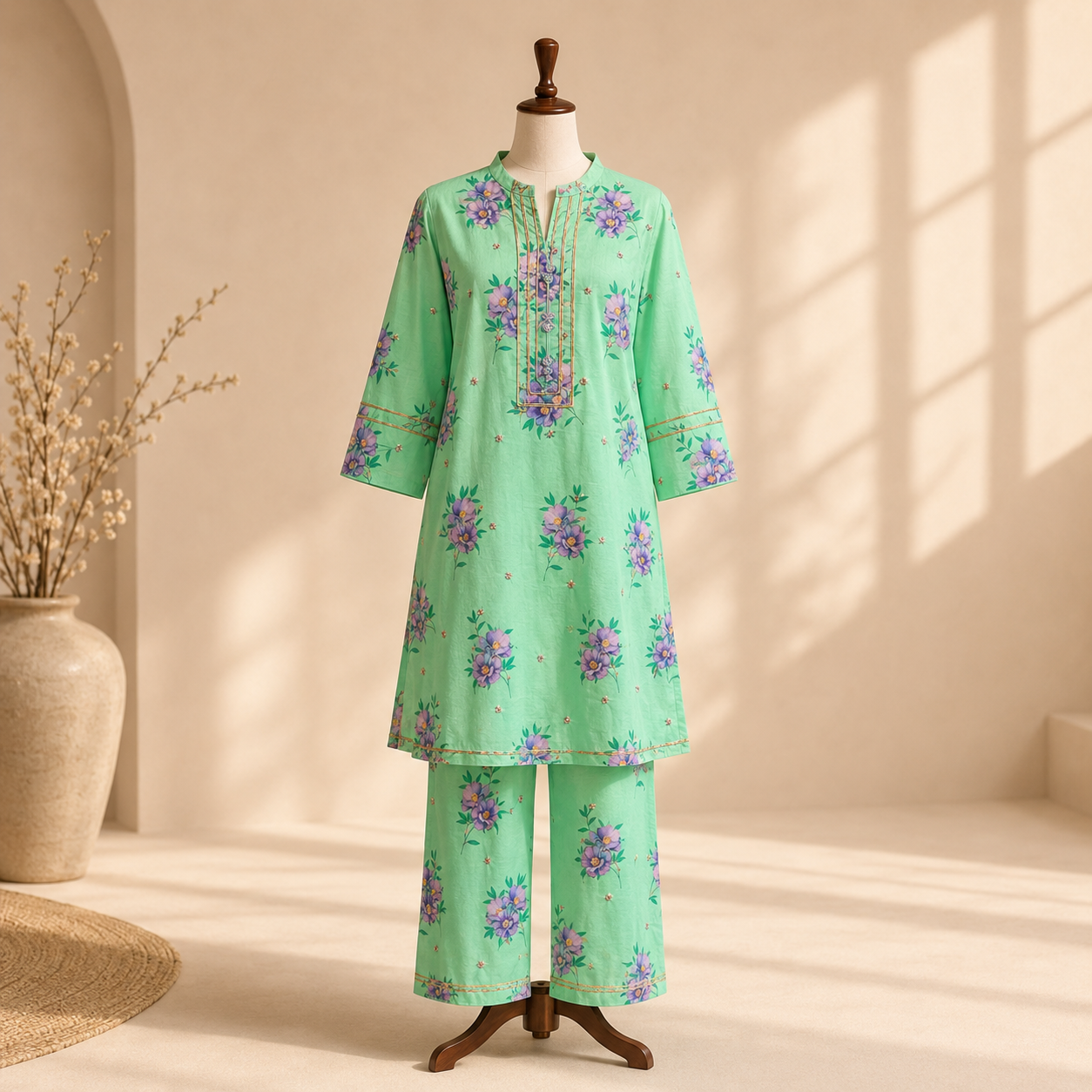 Mint Zara Floral Suit Set