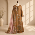 Bronze Floral Embroidered Suit Set
