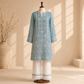Sky Blue Embroidered Suit Set
