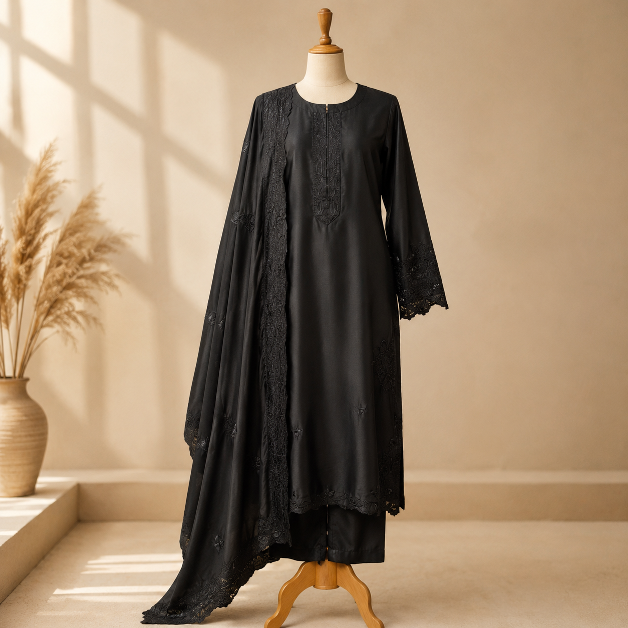 Black Noor Embroidered Suit Set