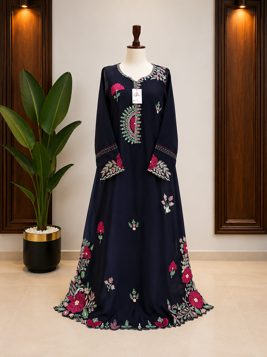Midnight Bloom Embroidered Suit Set