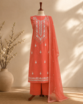 Coral Noor Embroidered Suit Set