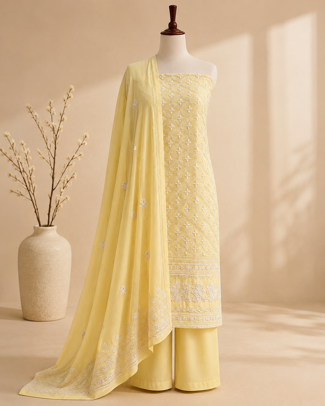 Lemon Noor Embroidered Suit Set