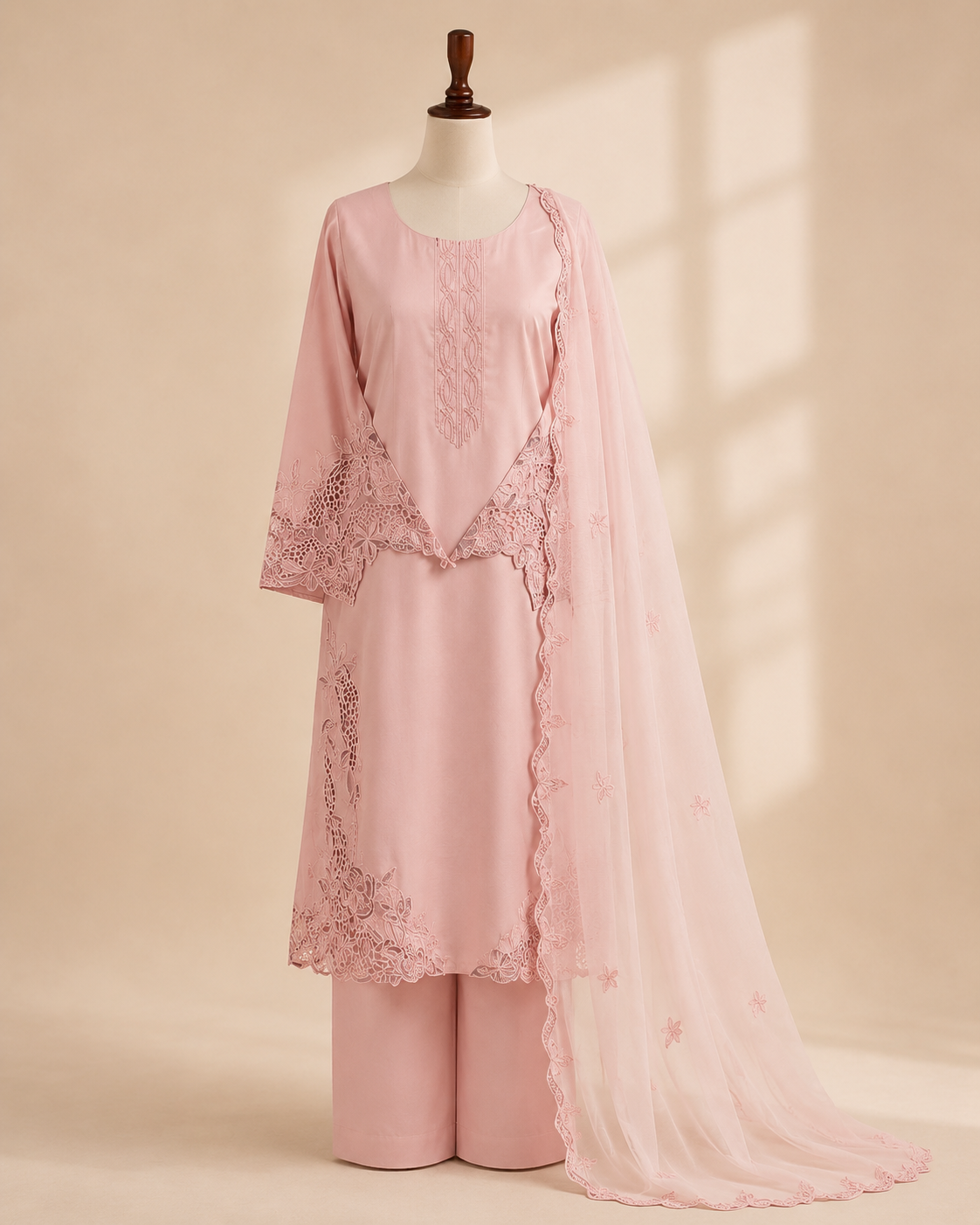 Blush Mehr Embroidered Suit Set