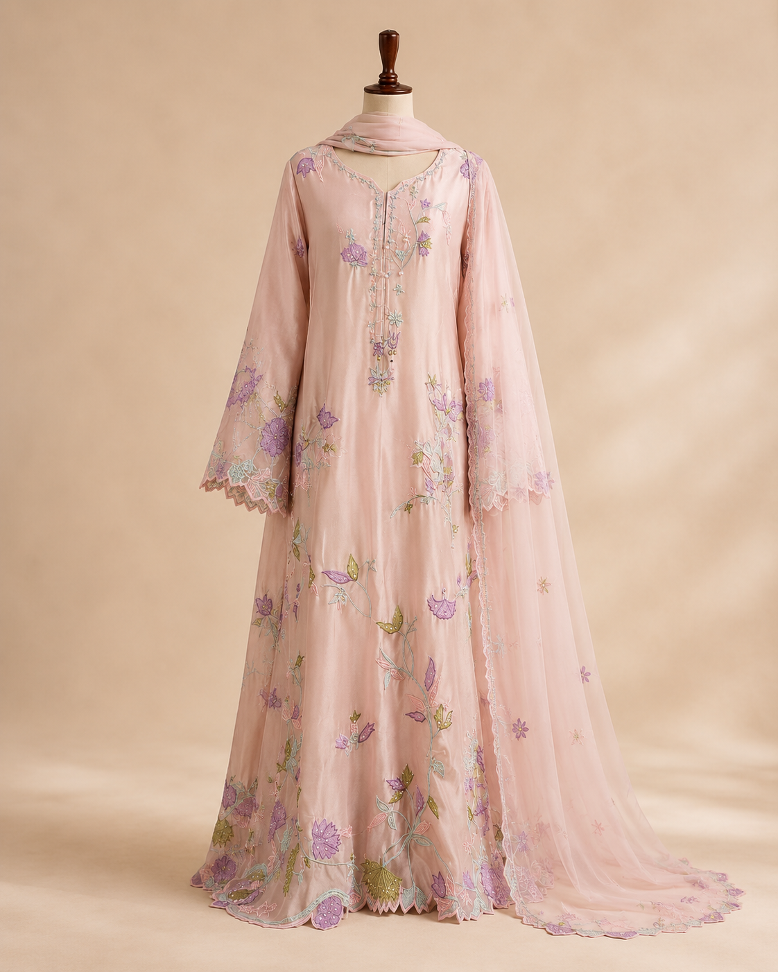 Blush Zareen Embroidered Gown Set
