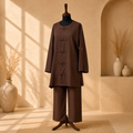 Chocolate Rania Knot-Detail 2-Piece Suit Set