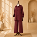 Burgundy Samara Collared 2-Piece Suit Set