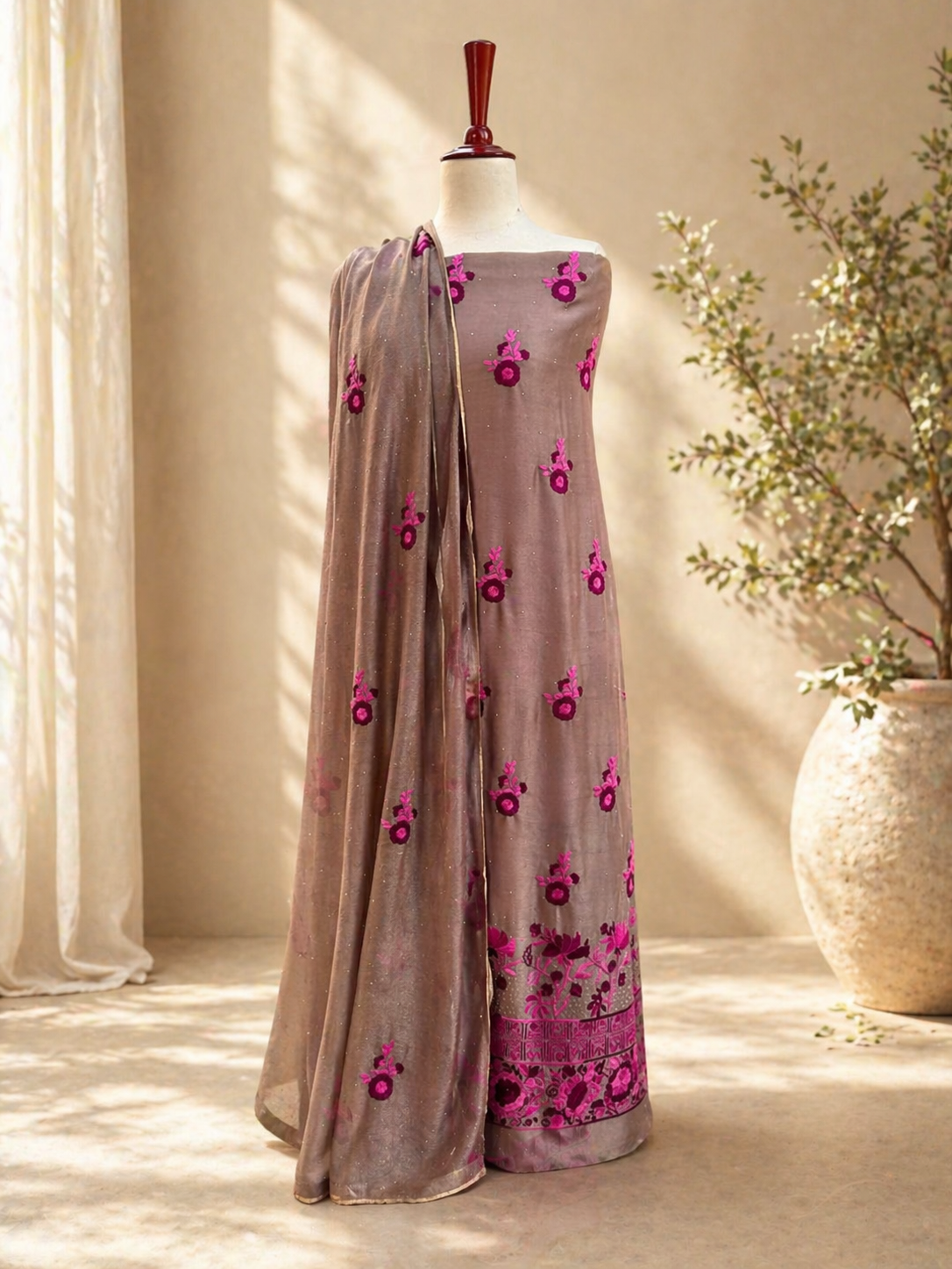 Rosewood Zari Embroidered Suit Set