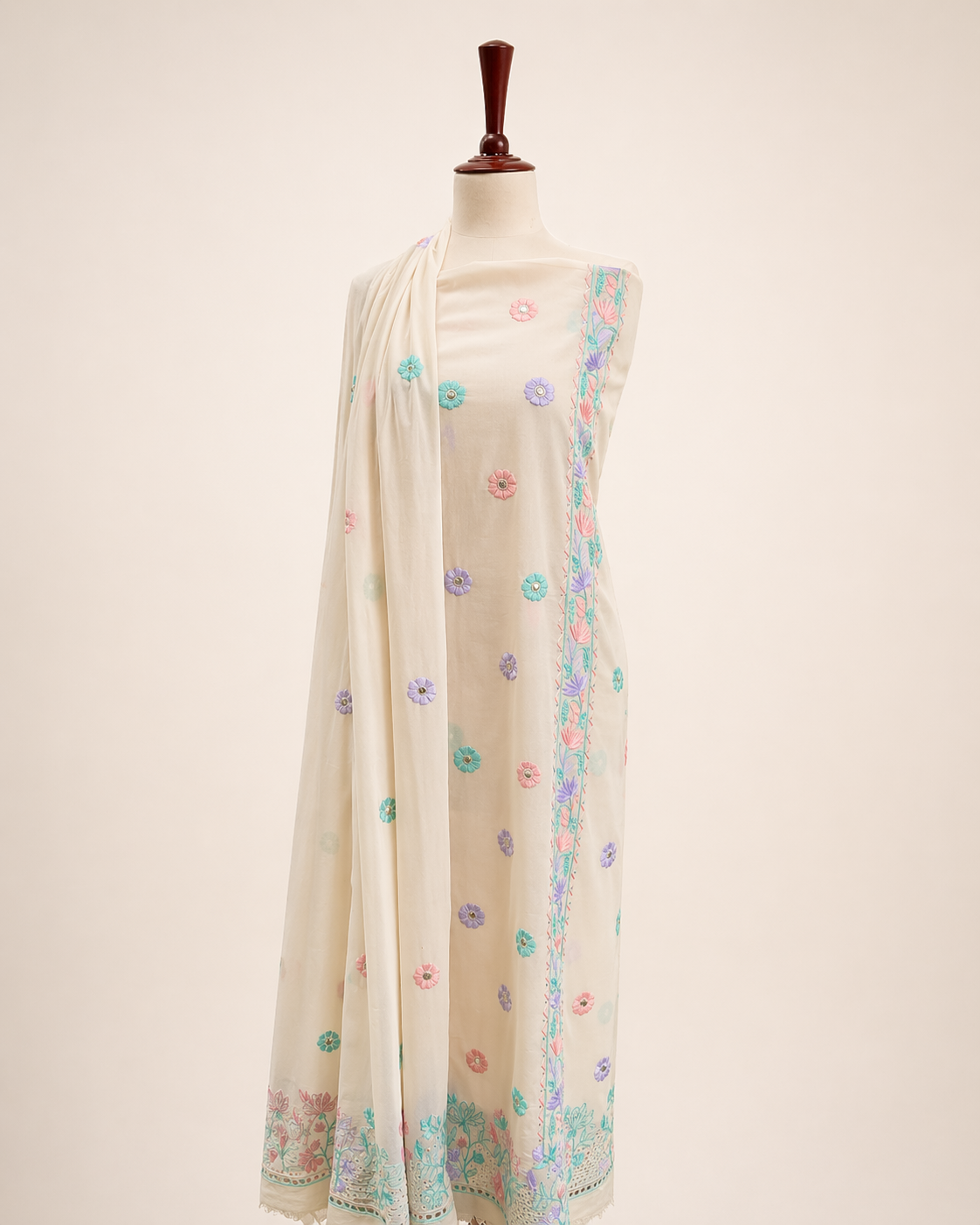Ivory Mehr Embroidered Suit Set