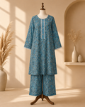 Teal Paisley Printed Suit Set