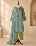 Lime Bloom Embroidered 3-Piece Suit Set
