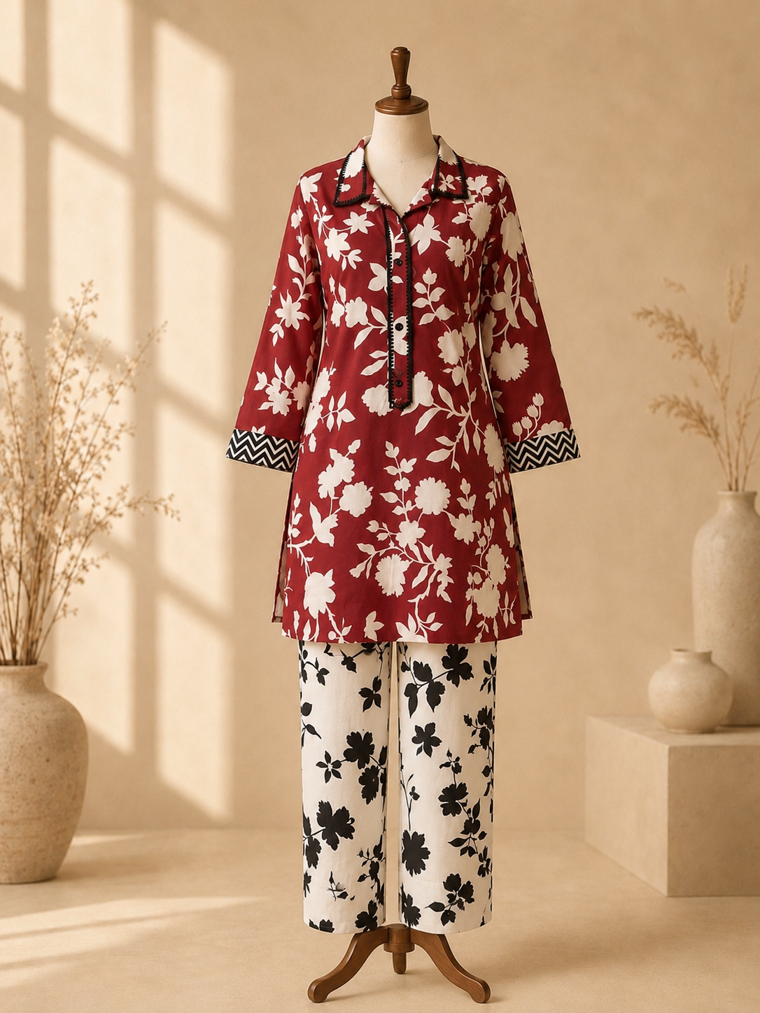 Ruby Floral Printed 2-Piece Suit Set