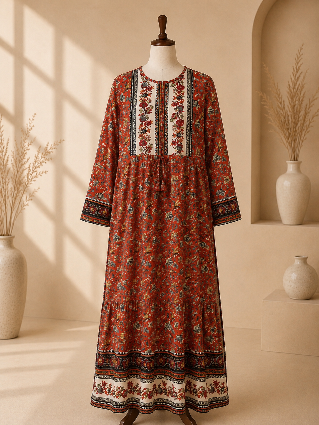 Rust Elara Floral Kameez