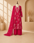 Fuchsia Embroidered 3-Piece Suit Set