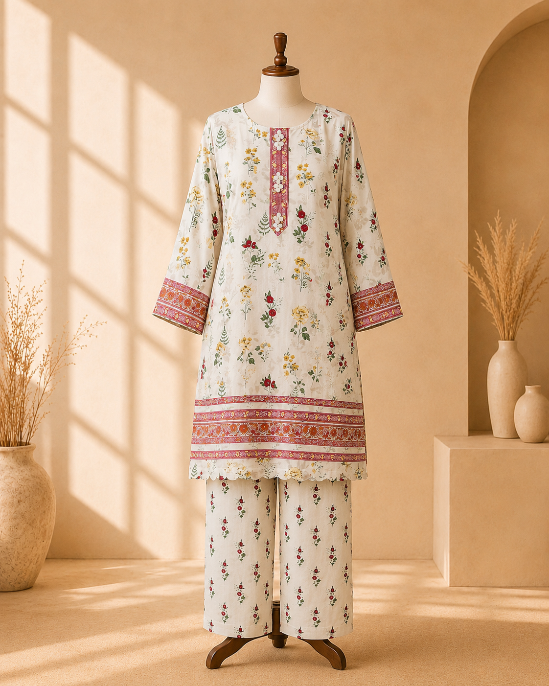Ivory Rose Garden 2-Piece Suit Set