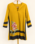 Mustard Amara Floral Embroidered Tunic in Mustard