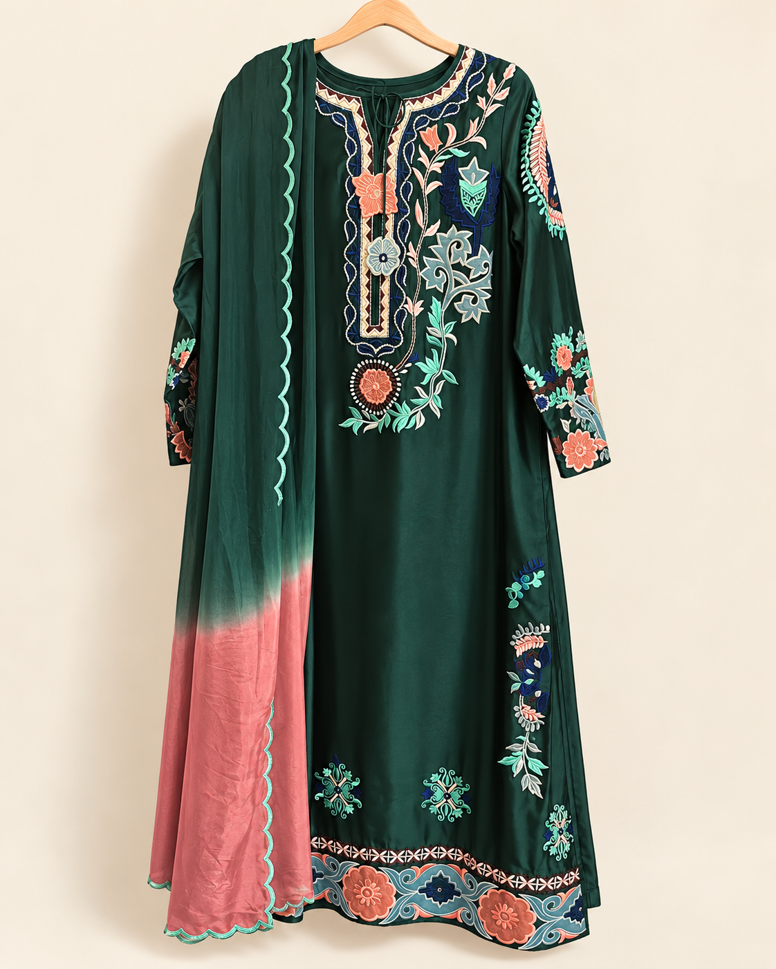Emerald Areeba Floral Ombre 3-Piece Suit Set in Emerald