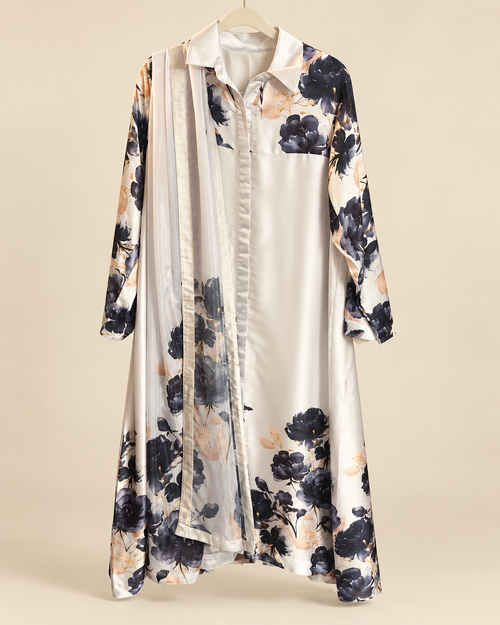 Ivory Alina Charcoal Floral 3-Piece Suit Set