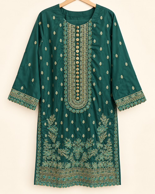 Teal Naila Gold Embroidered 2-Piece Suit Set