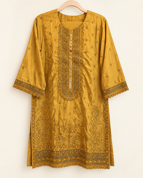 Mustard Noreen Embroidered 2-Piece Suit Set