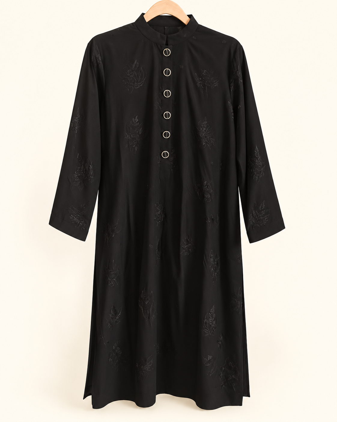 Black Iman Ring-Button 2-Piece Suit Set