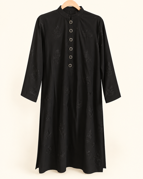 Black Iman Ring-Button 2-Piece Suit Set