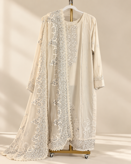 Ivory Maryam Embroidered 3-Piece Suit Set