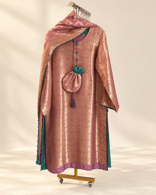 Rose Gold Fiza Patterned 3-Piece Suit Set