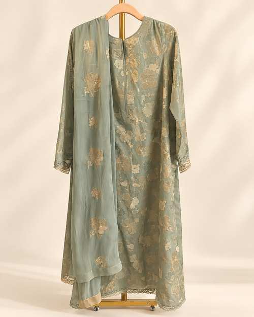 Sage Ayesha Gold Floral 3-Piece Suit Set