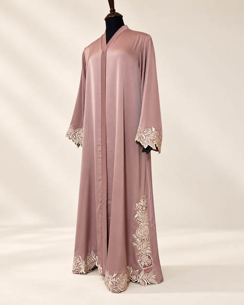 Dusty Rose Liyana Lace 2-Piece Abaya Set