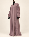 Mauve Samina Vine-Detail 2-Piece Abaya Set