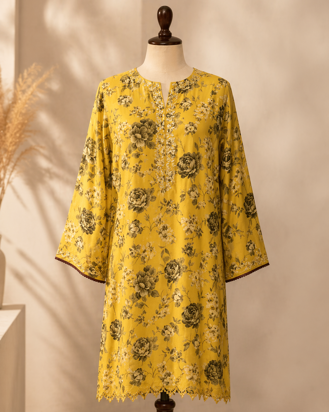 Zareen Mustard Floral Kurta